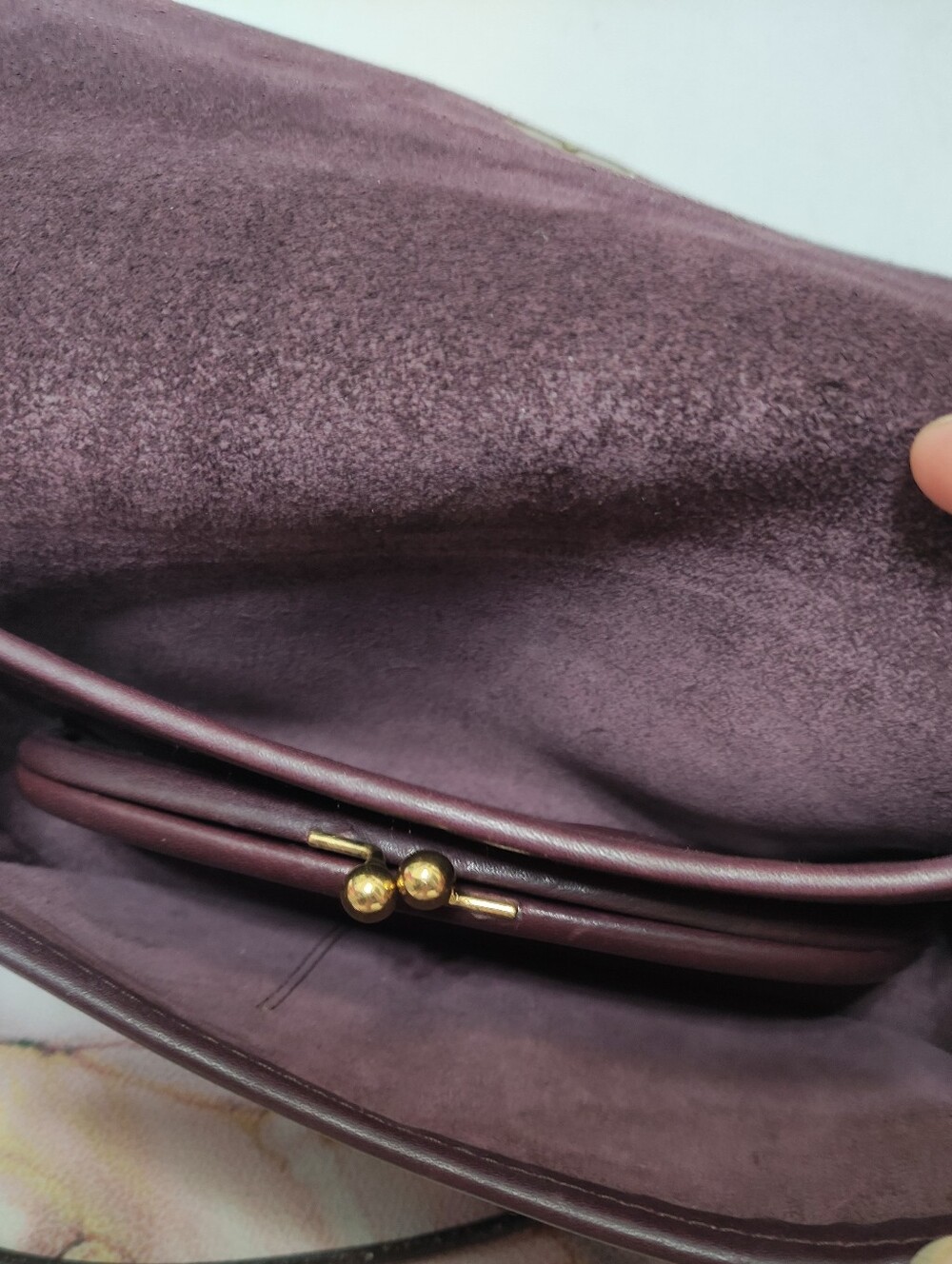 RARE Vintage Coach 9385 Shoulder Purse Kisslock Burgundy - Picture 12 of 14